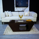 Gold Sofa Set With Center Table And Pillow (Black-Patterned)