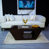 Gold Sofa Set With Center Table And Pillow (Black-Patterned)