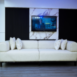 Gold Sofa Set With Center Table And Pillow (Black-Patterned)