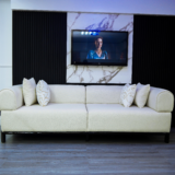 Gold Sofa Set With Center Table And Pillow (Black-Patterned)