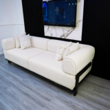 Gold Sofa Set With Center Table And Pillow (Black-Patterned)