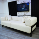 Gold Sofa Set With Center Table And Pillow (Black-Patterned)