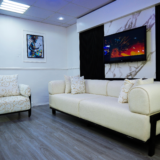 Gold Sofa Set With Center Table And Pillow (Black-Patterned)