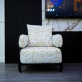 Gold Sofa Set With Center Table And Pillow (Black-Patterned)