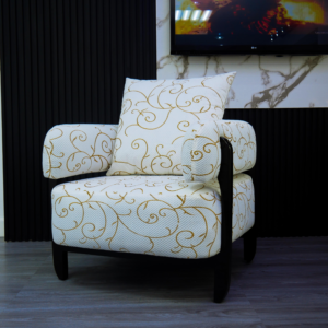 Gold Sofa Set With Center Table And Pillow (Black-Patterned)