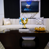 Silver Sofa Set With Center Table And Pillow