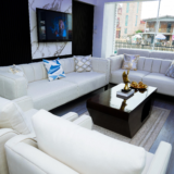 Silver Sofa Set With Center Table And Pillow