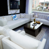 Silver Sofa Set With Center Table And Pillow