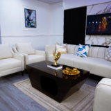 Silver Sofa Set With Center Table And Pillow