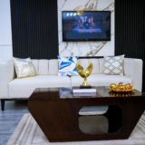 Silver Sofa Set With Center Table And Pillow