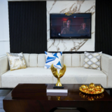 Silver Sofa Set With Center Table And Pillow