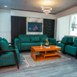 Silver Sofa Set With Center Table And Pillows