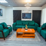 Silver Sofa Set With Center Table And Pillows