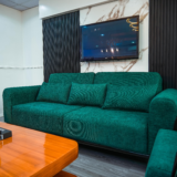 Silver Sofa Set With Center Table And Pillows