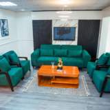 Silver Sofa Set With Center Table And Pillows