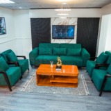 Silver Sofa Set With Center Table And Pillows