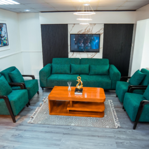 Silver Sofa Set With Center Table And Pillows