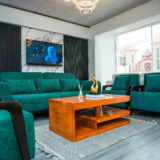 Silver Sofa Set With Center Table And Pillows