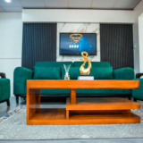 Silver Sofa Set With Center Table And Pillows