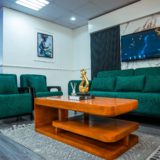 Silver Sofa Set With Center Table And Pillows