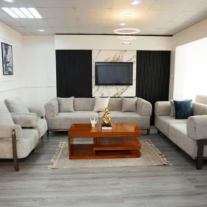 Gold Sofa Set With Center Table And Pillow