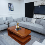 Gold Sofa Set With Center Table And Pillow