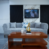 Gold Sofa Set With Center Table And Pillow