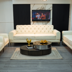 Platinum Sofa Set With Table and Pillows
