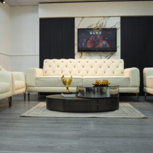 Platinum Sofa Set With Table and Pillows