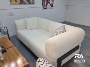 Gold Sofa Set With Center Table And Pillow (Black-Patterned)